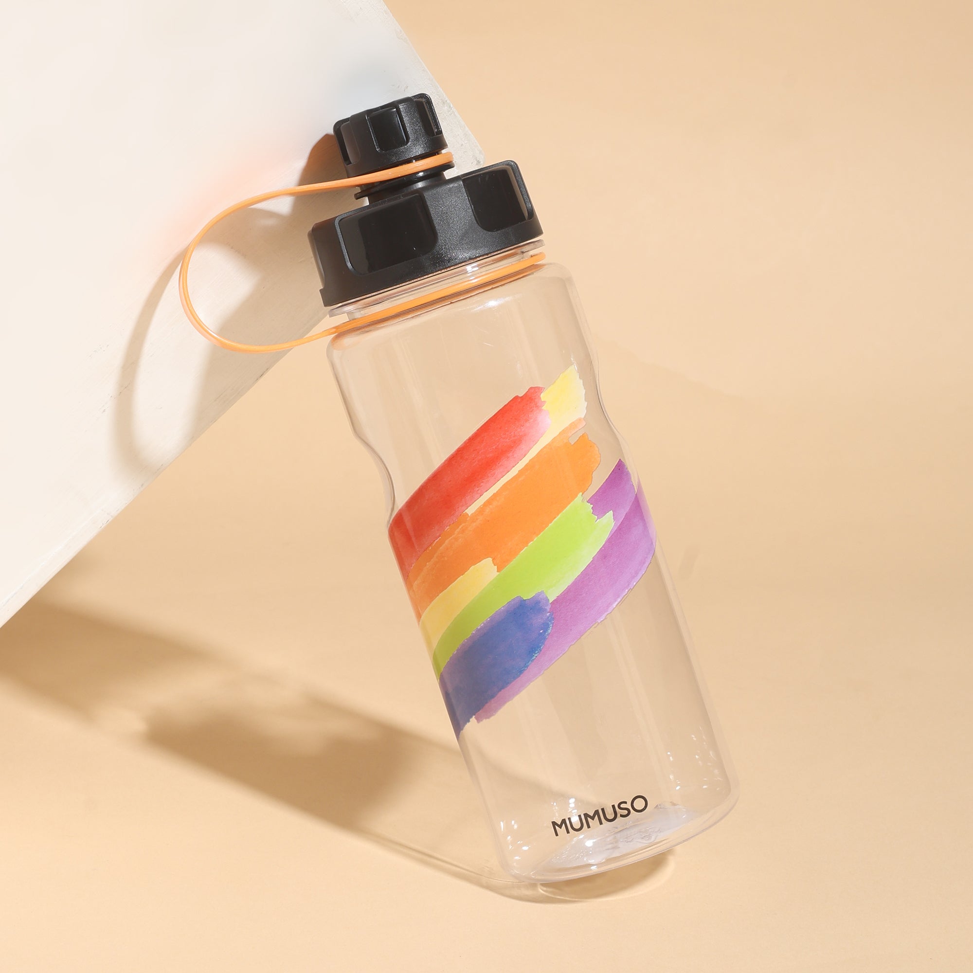 Rainbow Sports Water Bottle- Green/ Blue/ Black