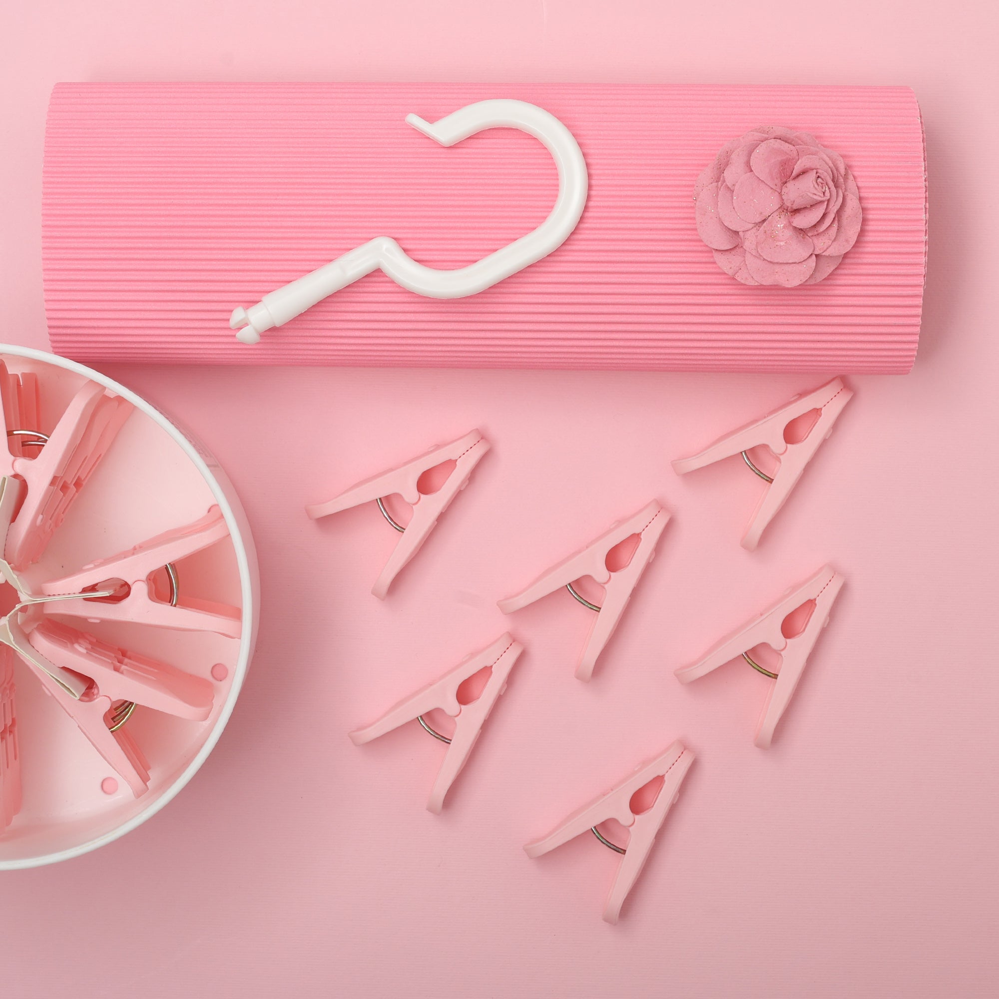 Pink Clothes Pins in a Bucket- 24 clips