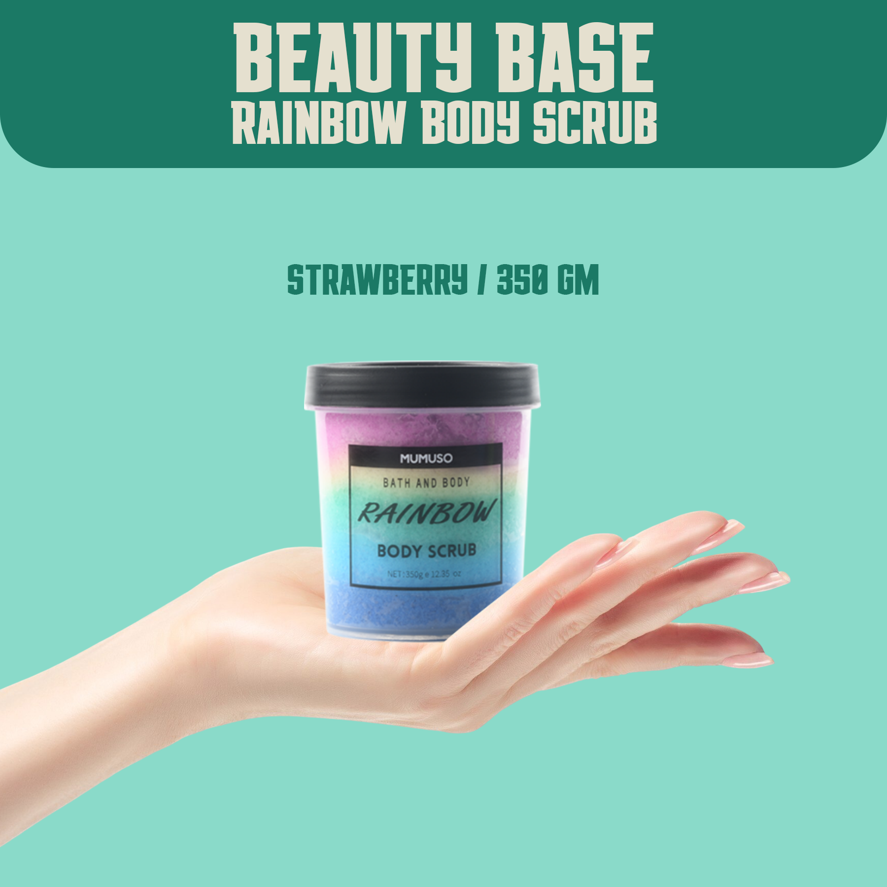 Beauty Base Rainbow Body Scrub - Strawberry / 350 gm