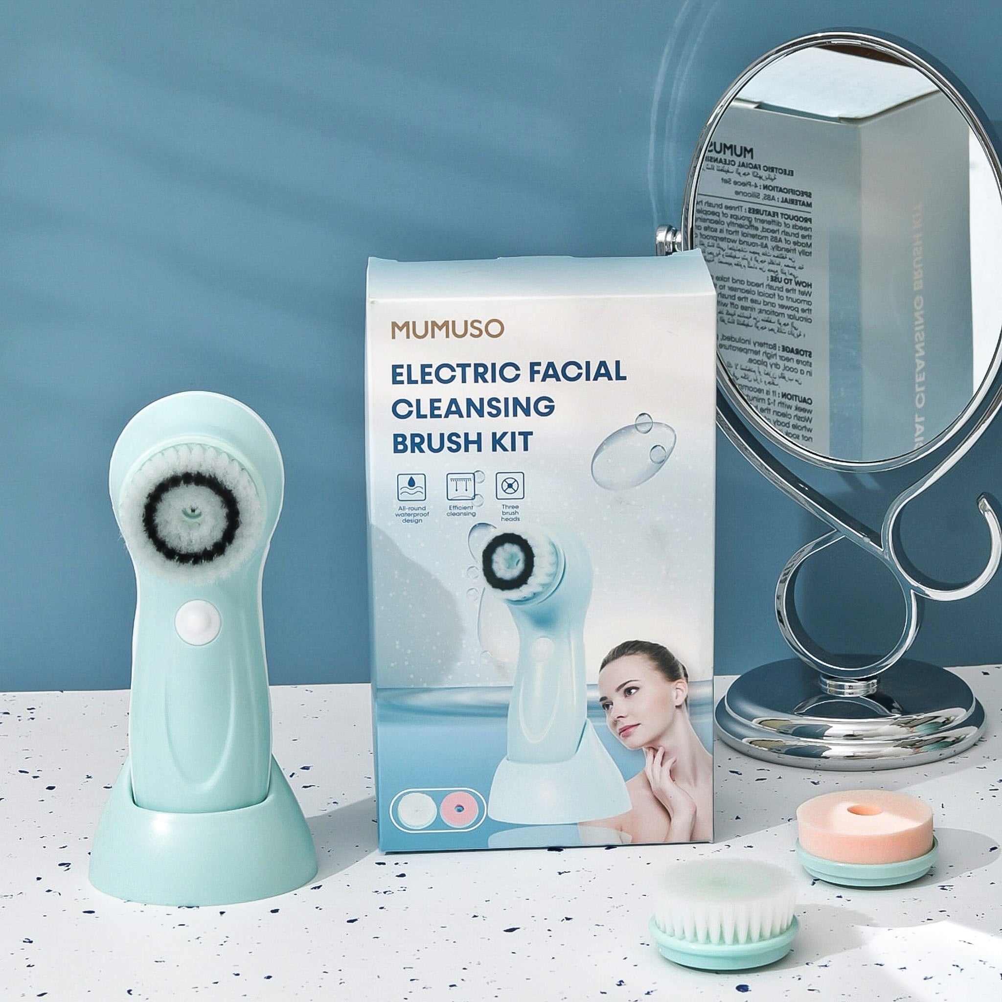 Electric Facial Cleansing Brush Kit - Blue