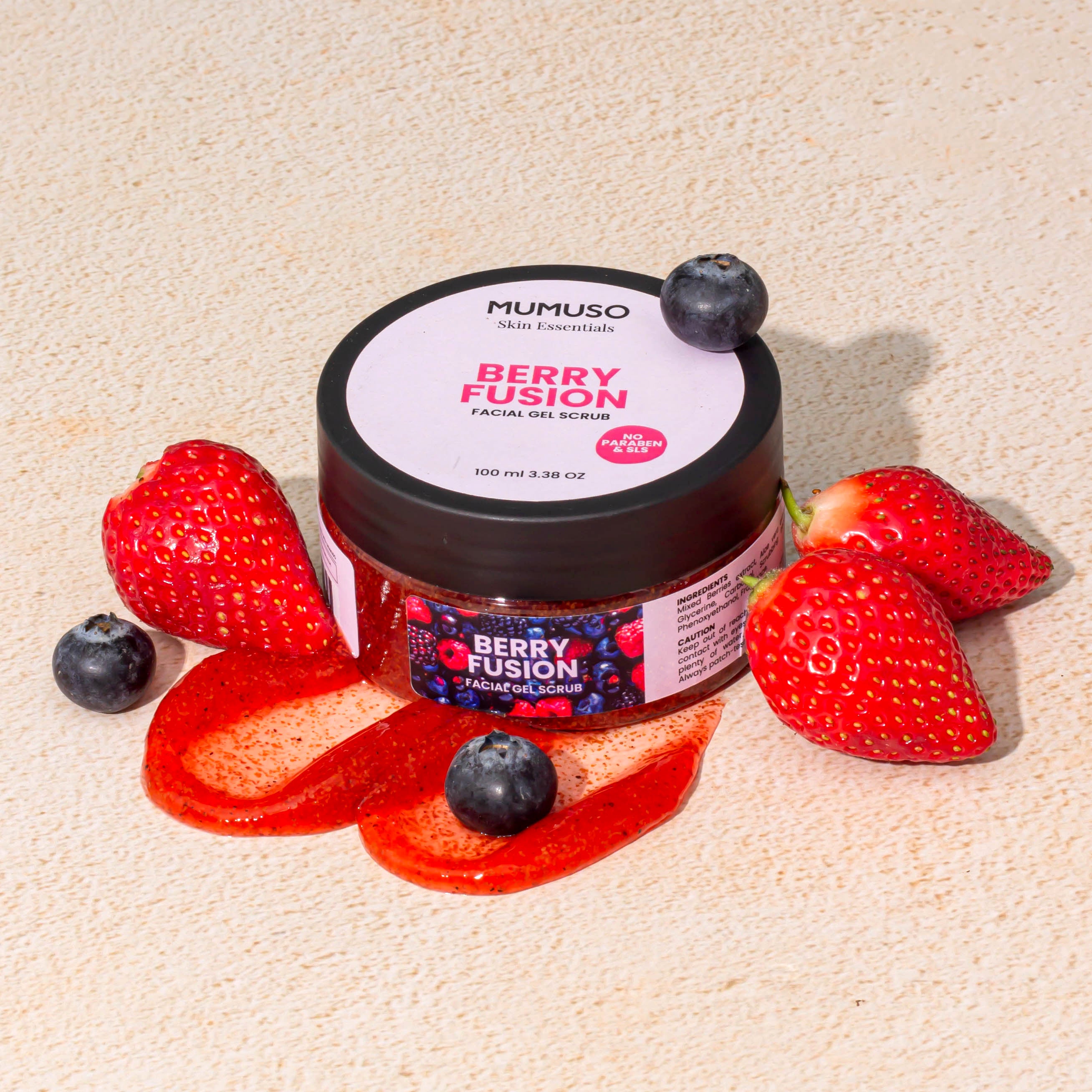 Mumuso Skin Essentials Berry Fusion Facial Gel Scrub - 100 gm