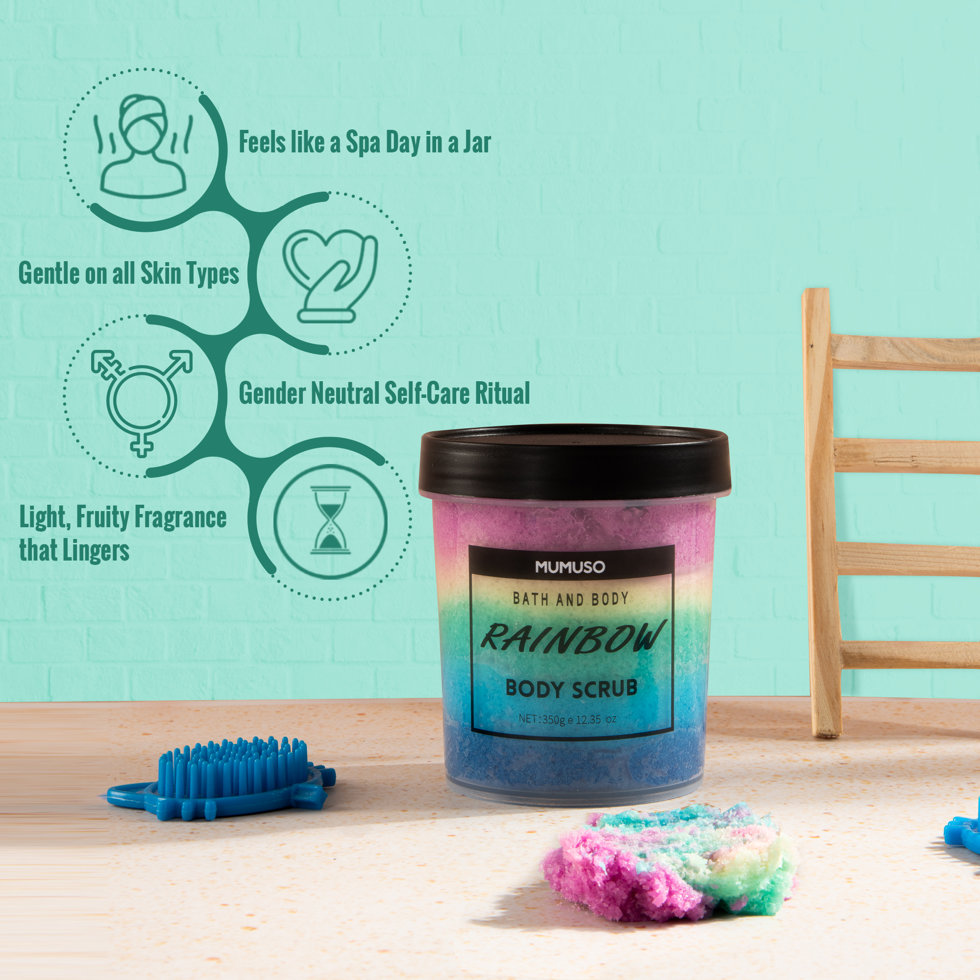 Beauty Base Rainbow Body Scrub - Strawberry / 350 gm