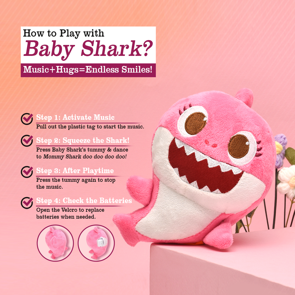 Baby Shark Musical Plush Doll- Pink- 8inch