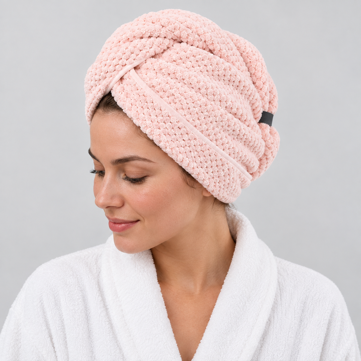 Extra-Large Textured Hair Drying Towel - Pink - Mumuso India