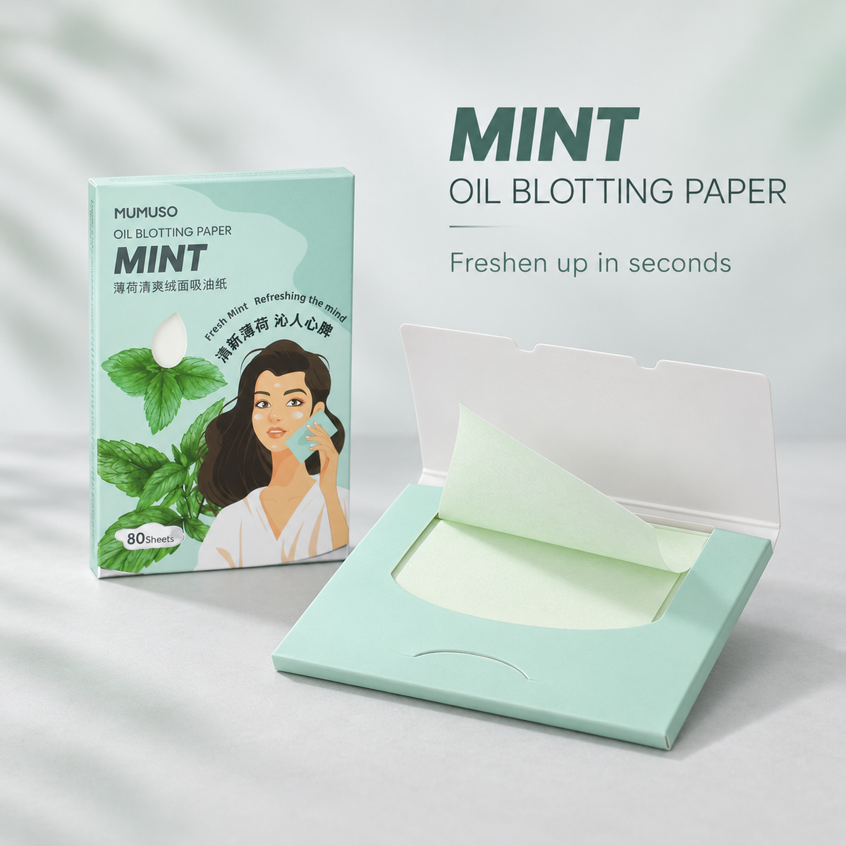 Mint Oil Blotting Paper - Set of 2 (60 Sheets Each)