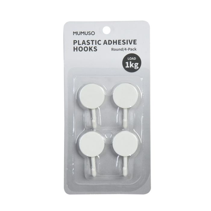 Circular Adhesive Plastic Hooks - 4 Pcs Mumuso