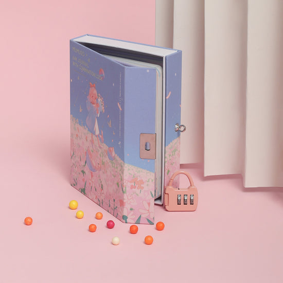 MUMUSO 64K Journal with Combination Lock - Pink & Blue