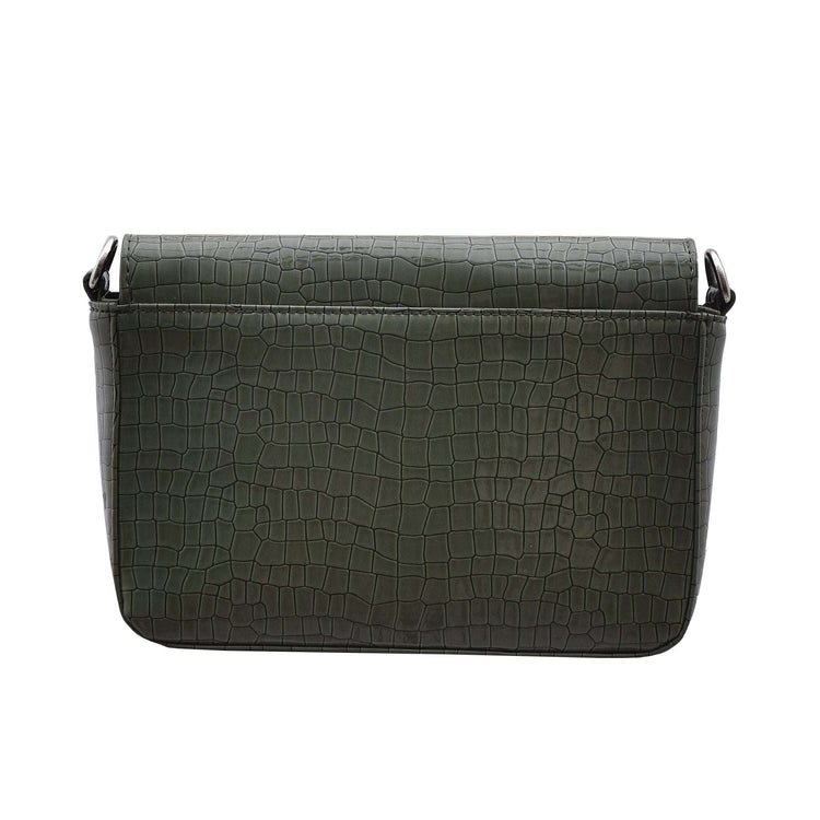 Croco Structured Sling Bag - Green Mumuso