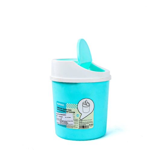 Desktop Trash Can with Swing Top Lid - Green / 1.3 l