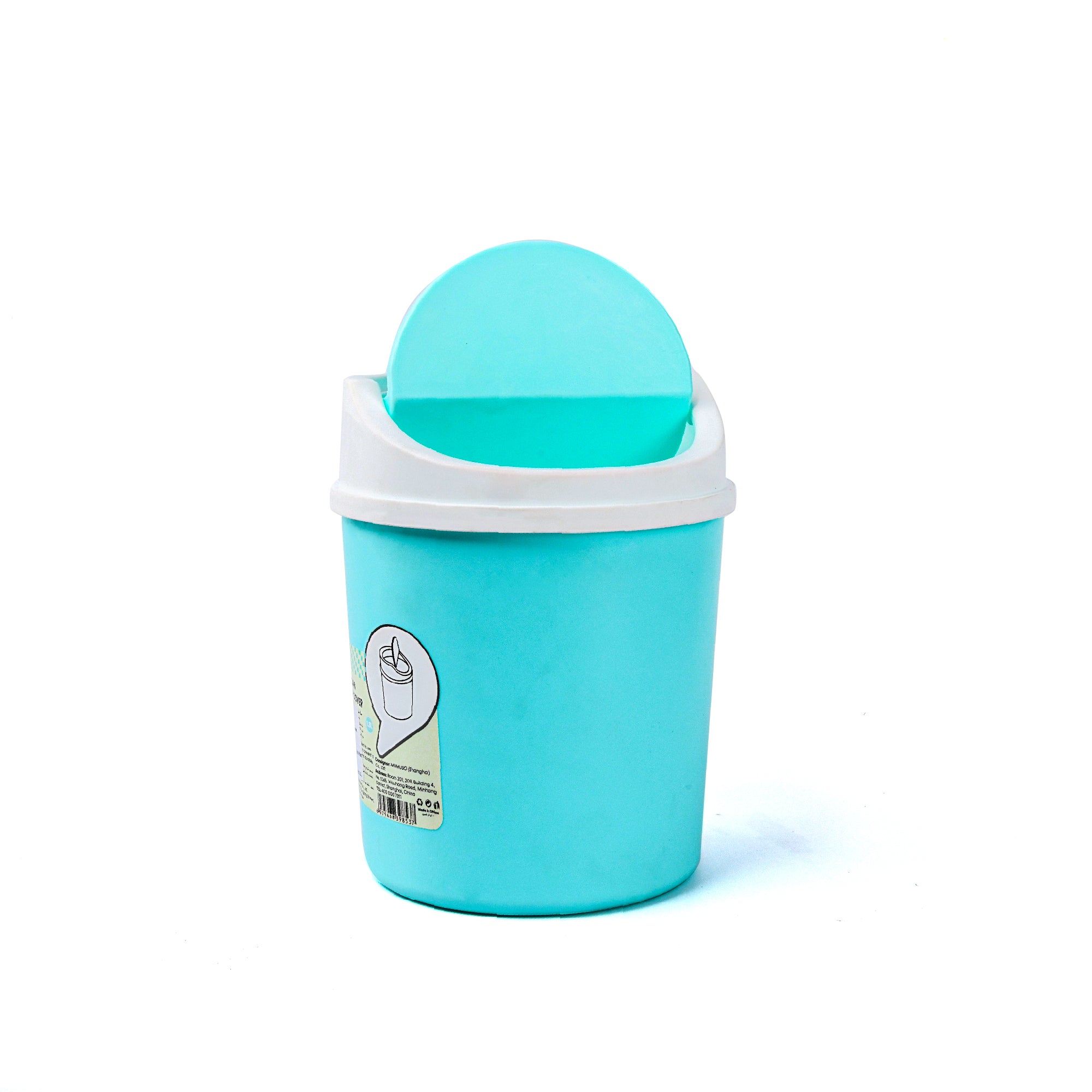Desktop Trash Can with Swing Top Lid - Green / 1.3 l