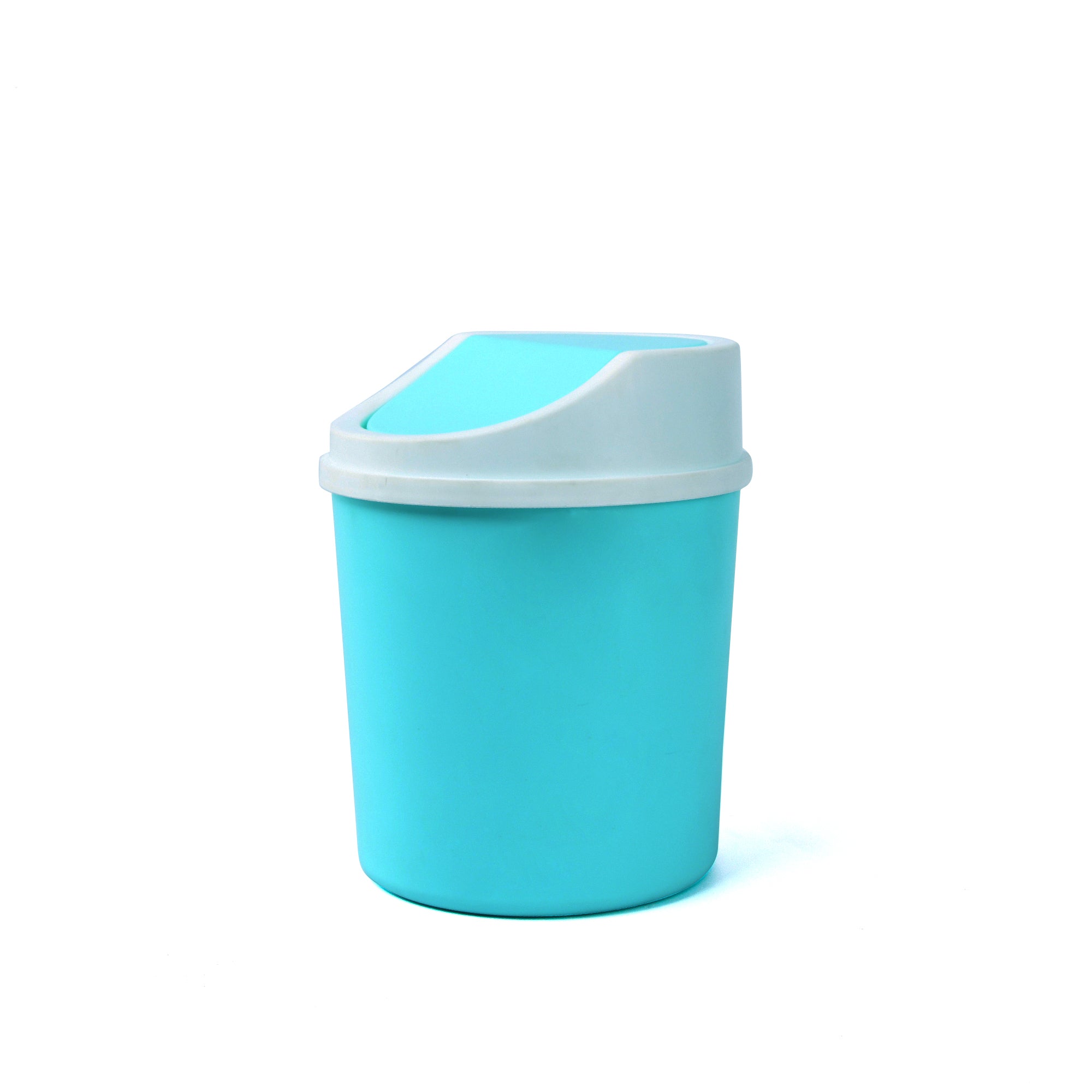 Desktop Trash Can with Swing Top Lid - Green / 1.3 l