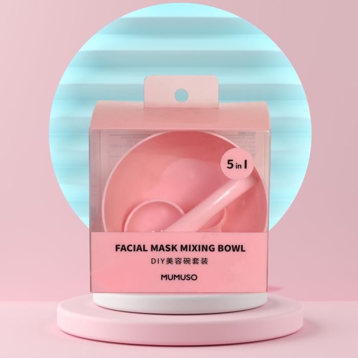 6-Piece Silicone Face Mask Mixing Bowl Set – Includes Spatula & Applicator, Heat-Resistant, Dishwasher Safe (Pink)