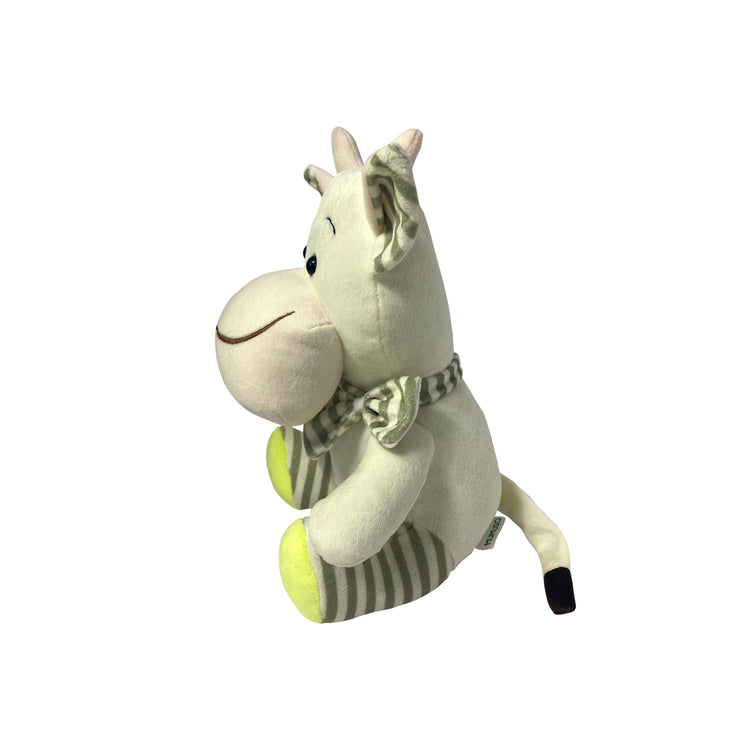 Fleecy Sitting Cow Plushie - White & Green Mumuso