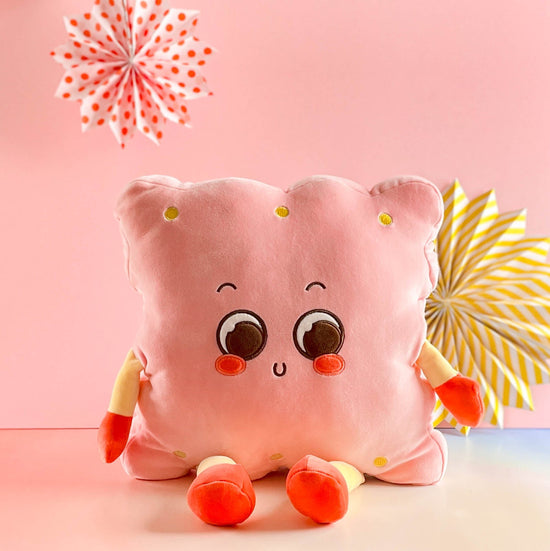 Funny Toast-Shaped Hand Warmer Pillow - Pink Mumuso