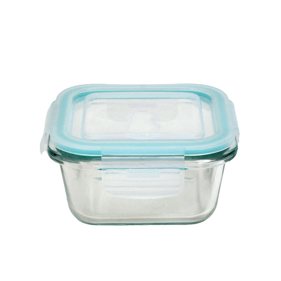 Glass Food Storage Container - 390 ml /Blue Mumuso