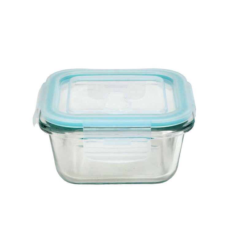 Glass Food Storage Container - 390 ml /Blue Mumuso