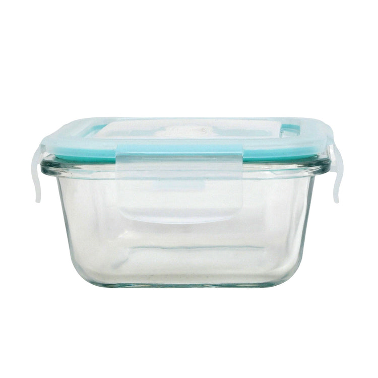 Glass Food Storage Container - 390 ml /Blue Mumuso