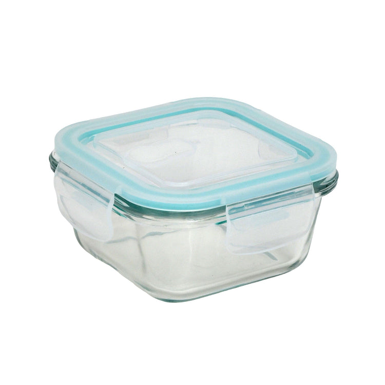 Glass Food Storage Container - 390 ml /Blue Mumuso