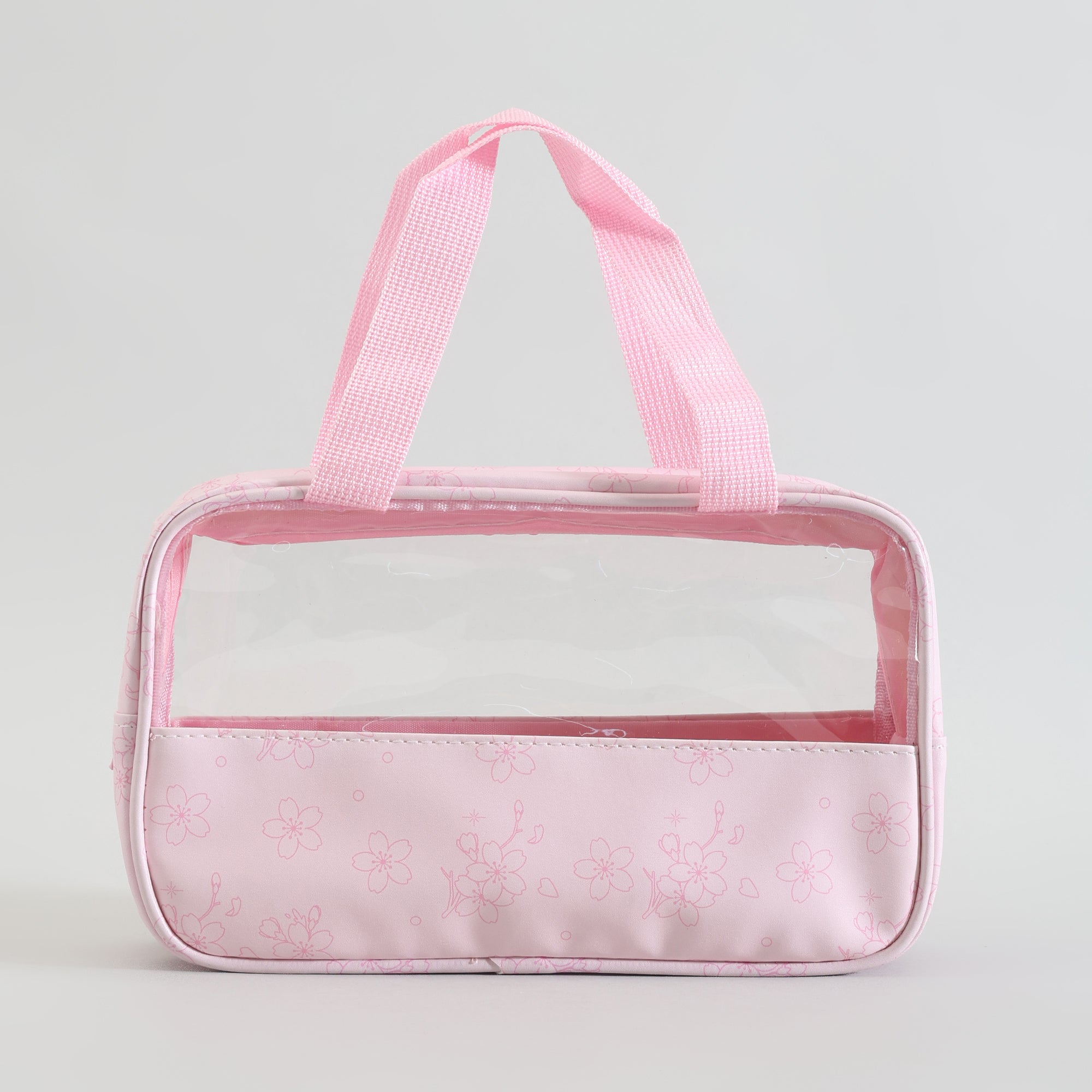 Mumuso Toiletry Bag With Clear Window: Cherry Blossom/ Medium