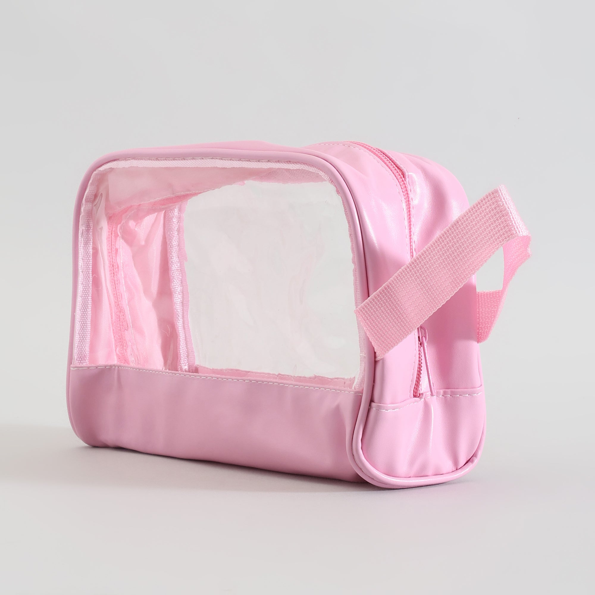 MUMUSO Ultimate 3-Piece Clear Cosmetic Bag Set - Pink