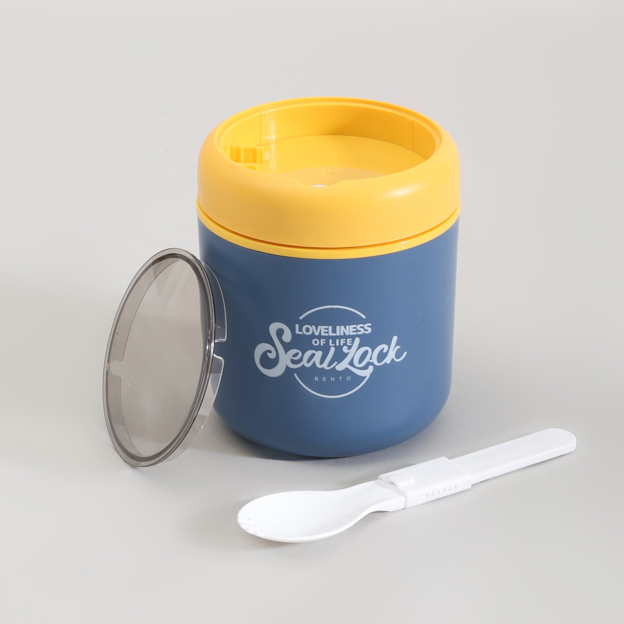 Insulated Large Lunch Box with Cutlery & Transparent Lid- Assorted Colours!