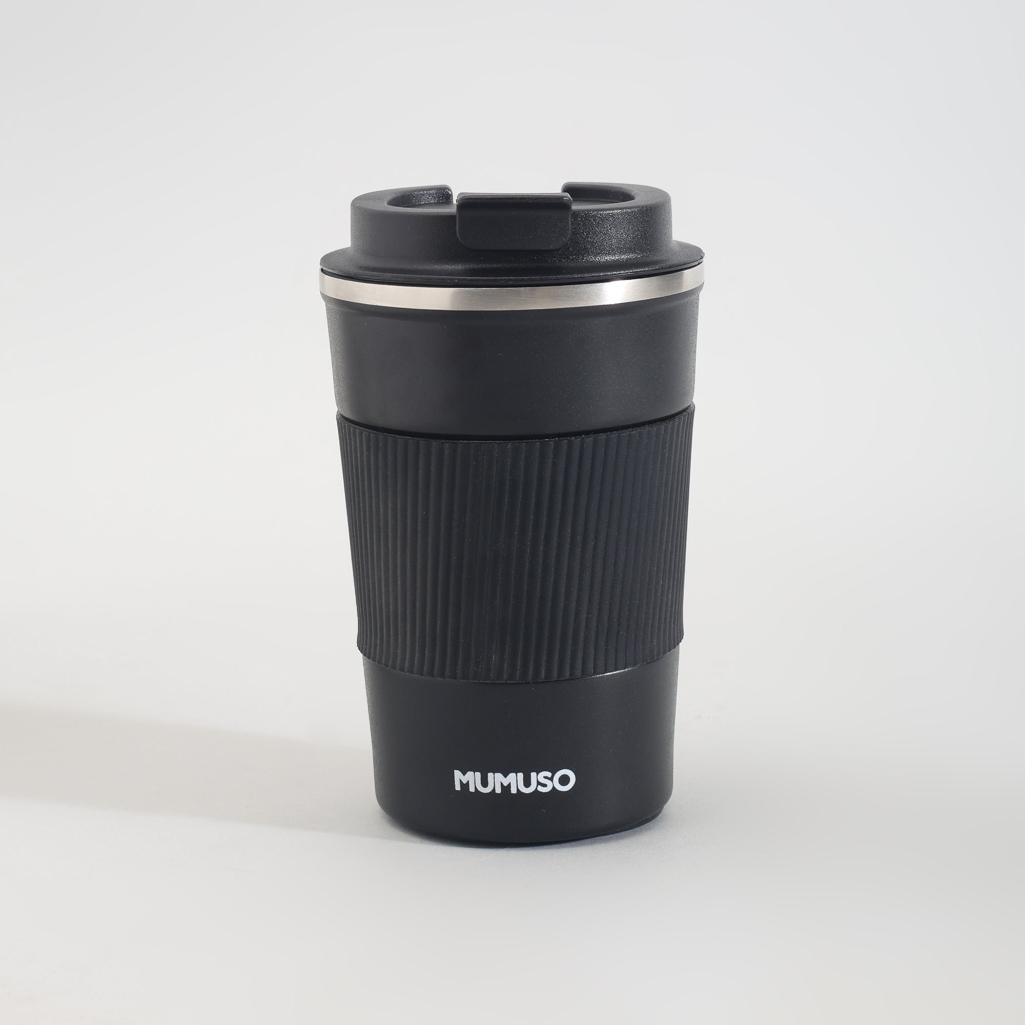 Insulated Stainless Steel Travel Coffee Mug with Lid - Black/380ml