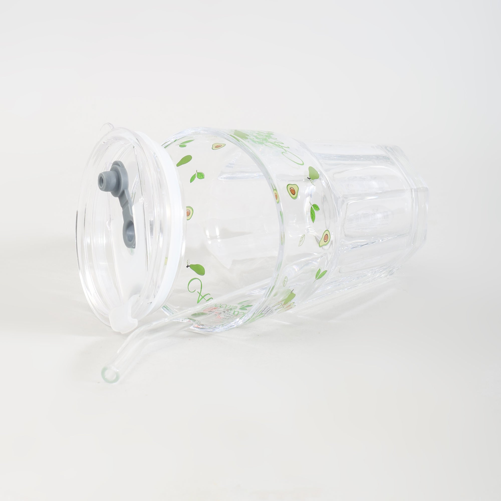 Adorable Avocado Series Glass with Straw