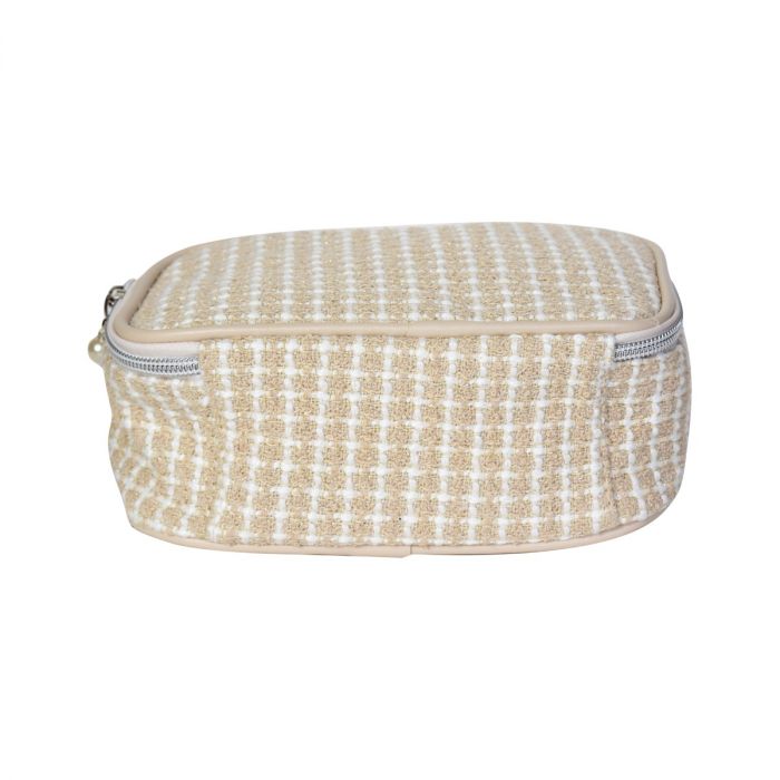 Jacquard Weave Portable Cosmetic Case - Apricot Mumuso