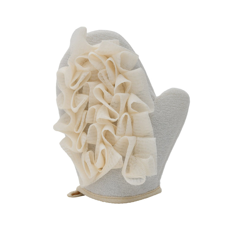 MUMUSO Exfoliating Glove with Bath Pouf - Beige Mumuso