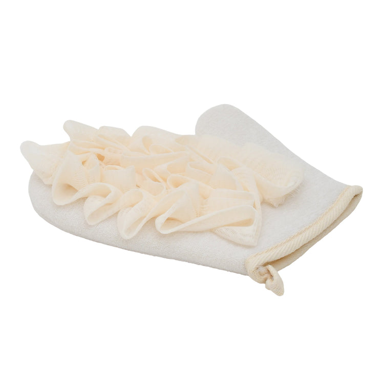 MUMUSO Exfoliating Glove with Bath Pouf - Beige Mumuso