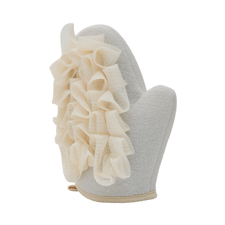 MUMUSO Exfoliating Glove with Bath Pouf - Beige Mumuso