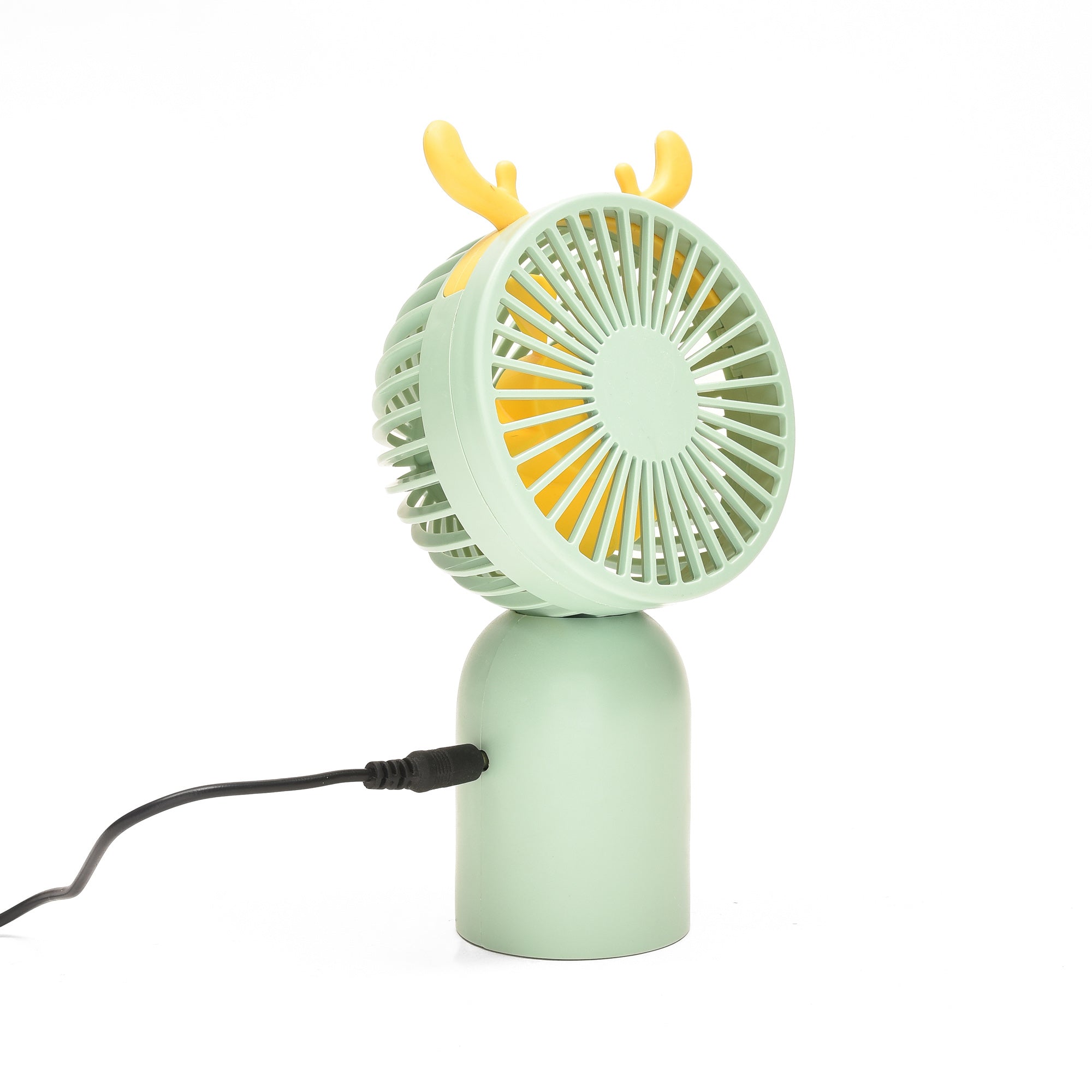 Mini Electric Handfan with Antlers- Pink/ White/ Green