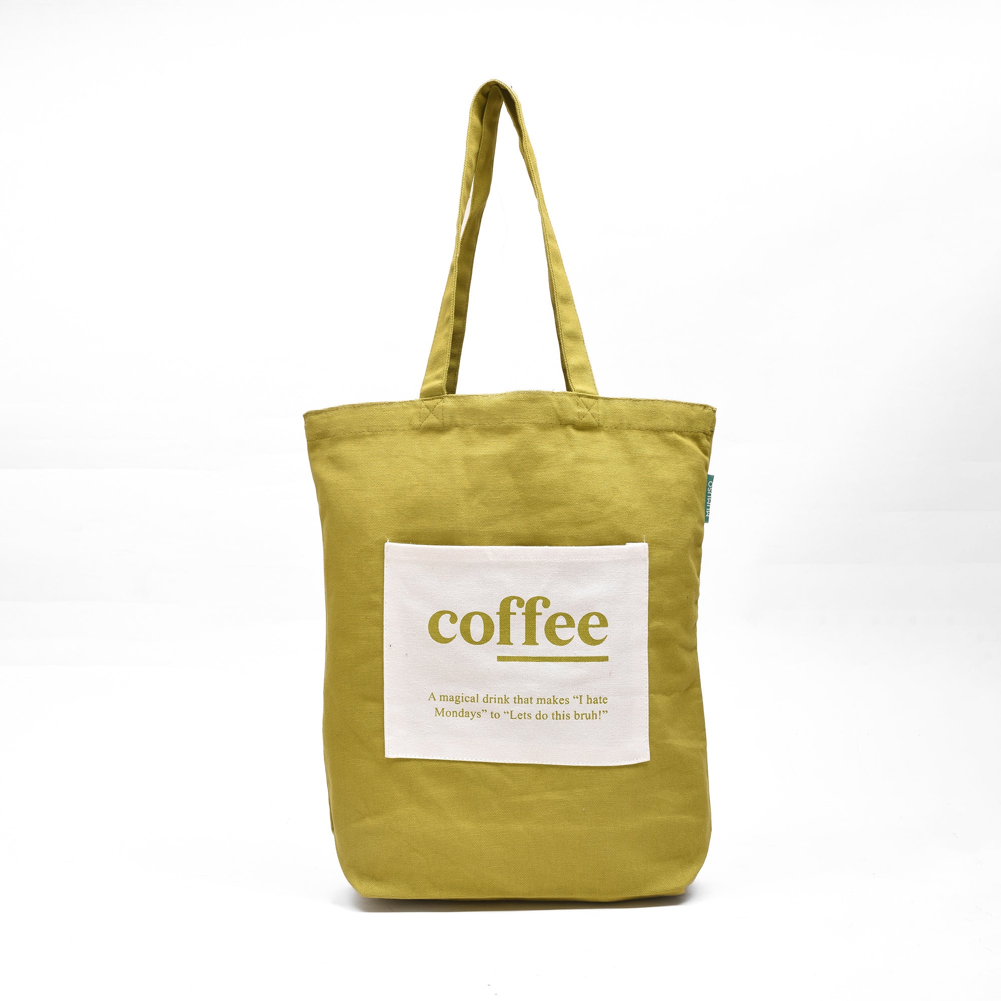 Mumuso Canvas "Coffee" Tote Bag -Olive Green