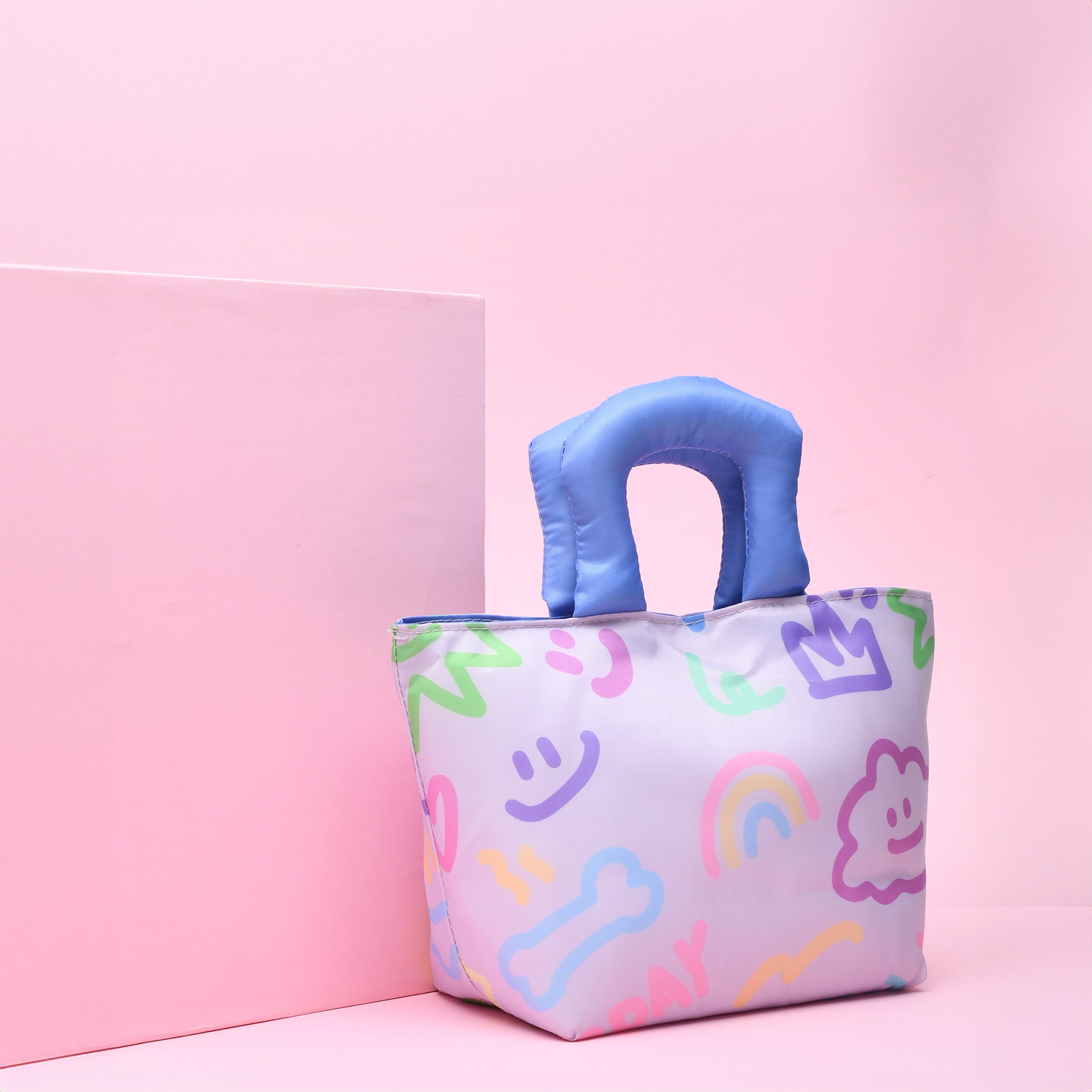 Colourful Cartoon Lunch Bag- Pink/Purple