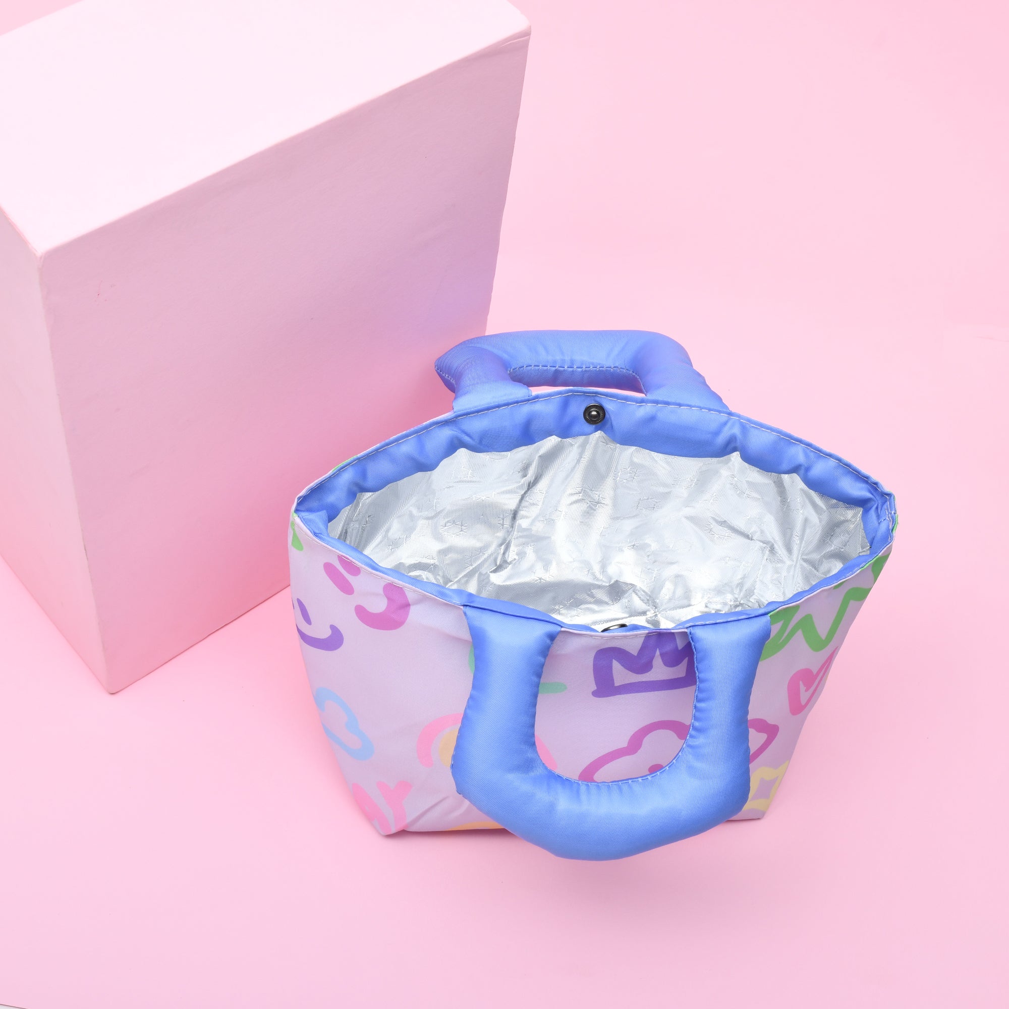 Colourful Cartoon Lunch Bag- Pink/Purple