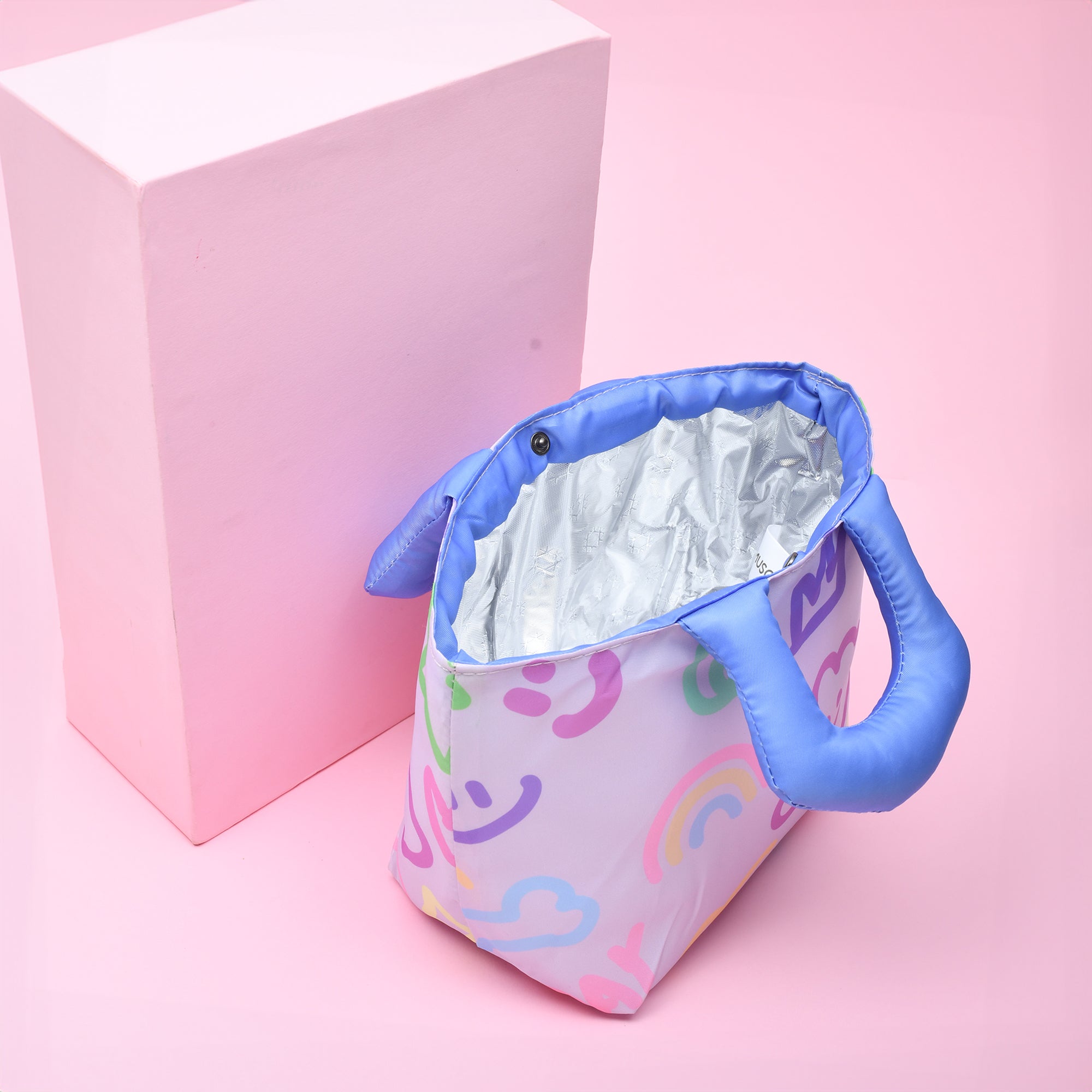 Colourful Cartoon Lunch Bag- Pink/Purple