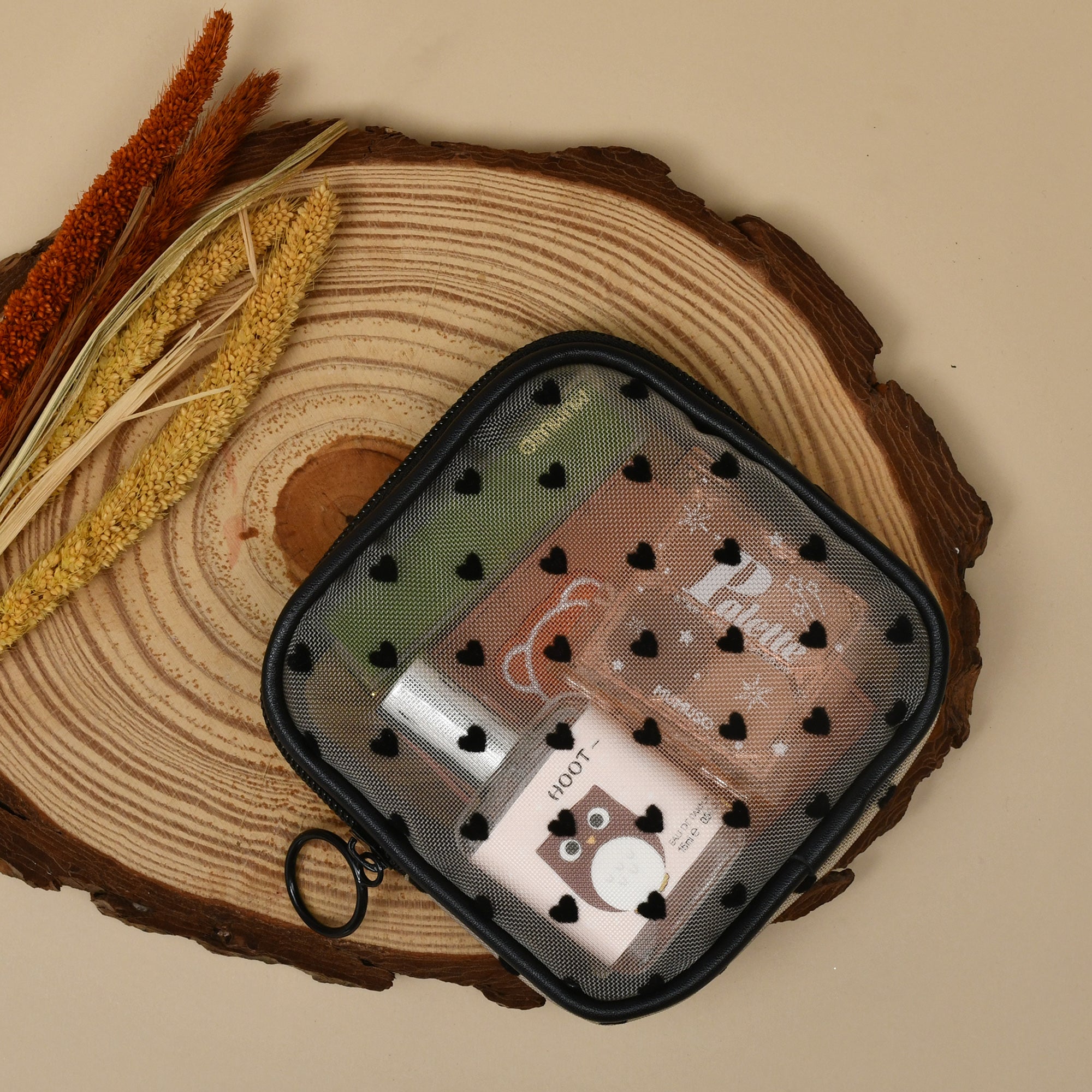 Mumuso Small Cute Pouch- Heart Designed