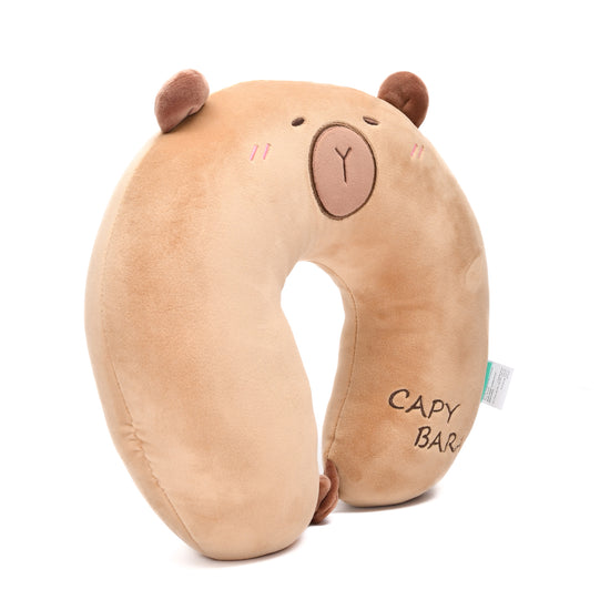 Capybara Travel Neck Pillow- Brown