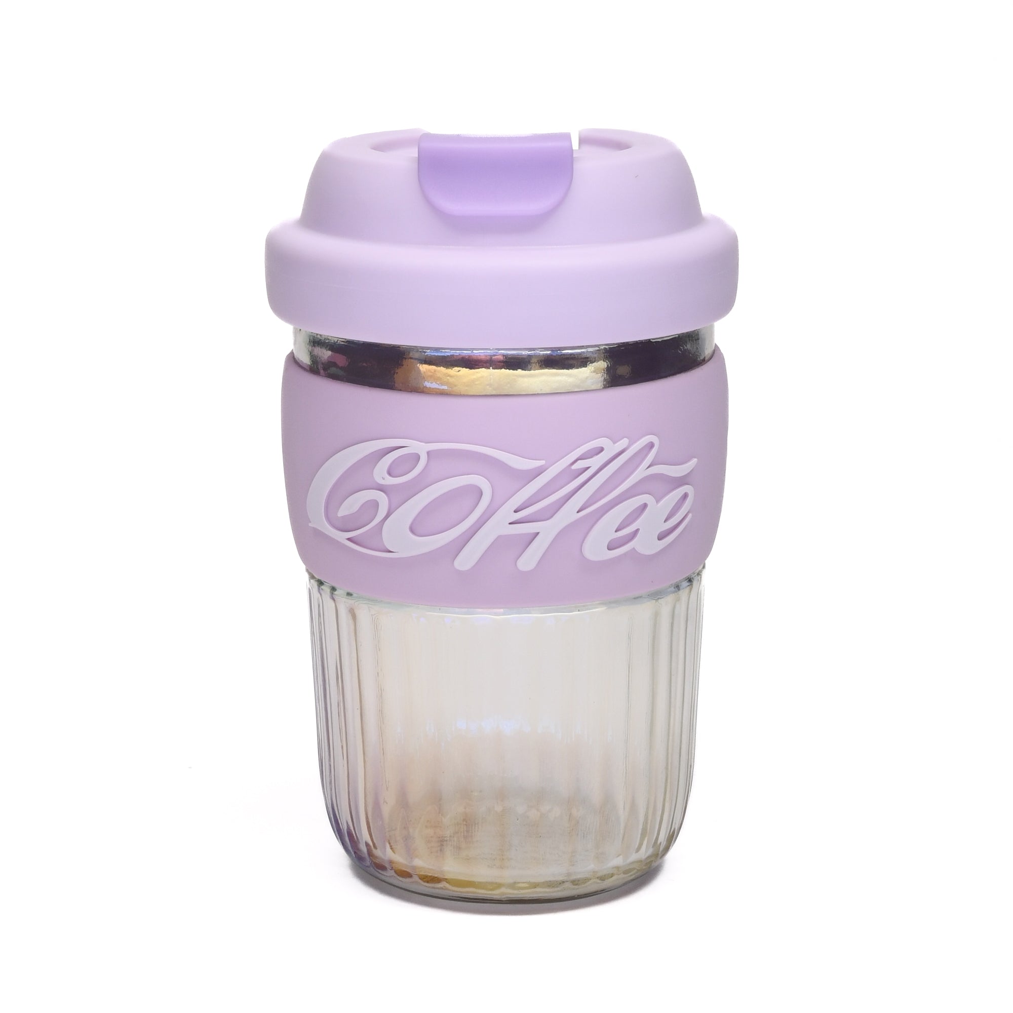 Dazzling Glass Coffee Tumbler with Lid and Sleeves-400ml