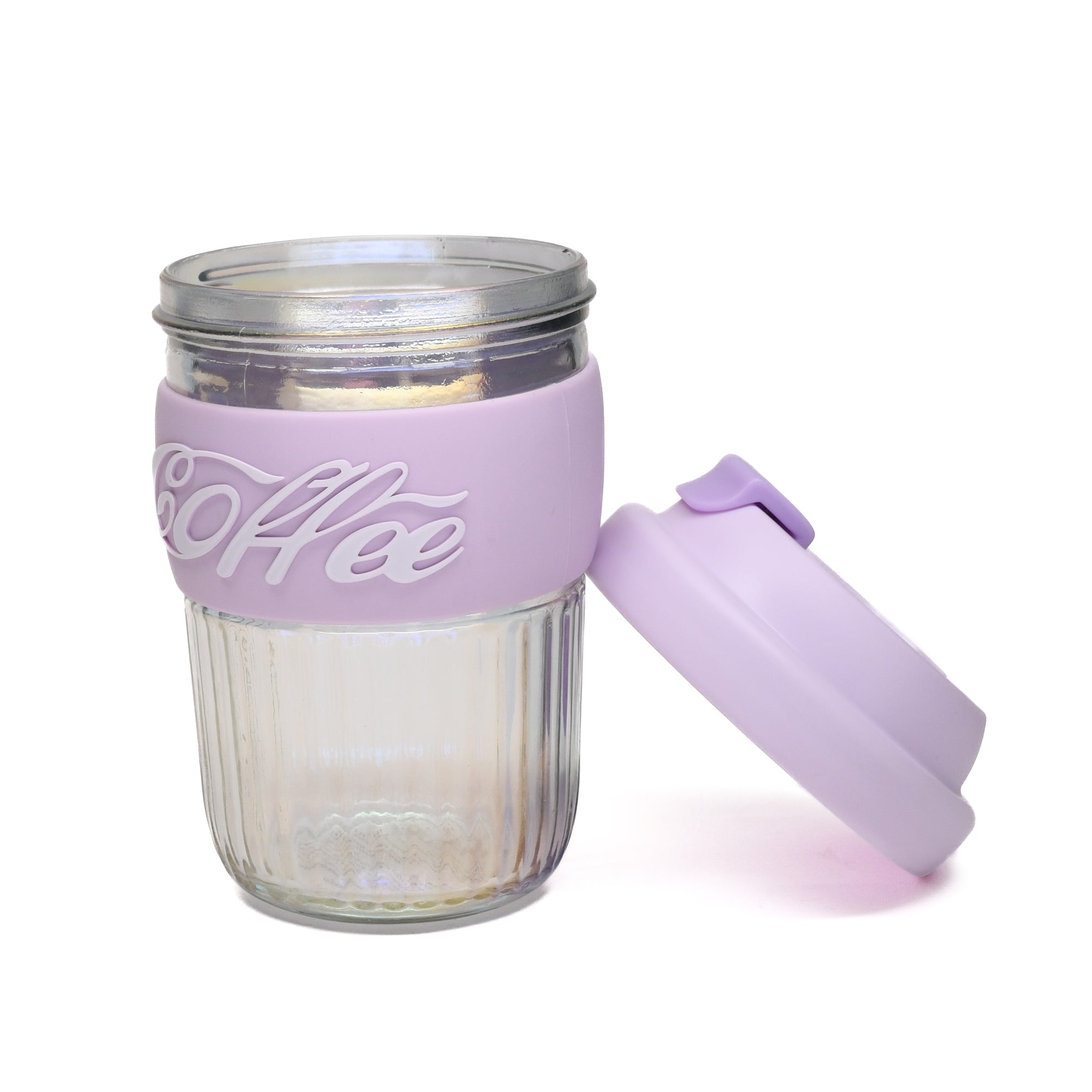 Dazzling Glass Coffee Tumbler with Lid and Sleeves-400ml