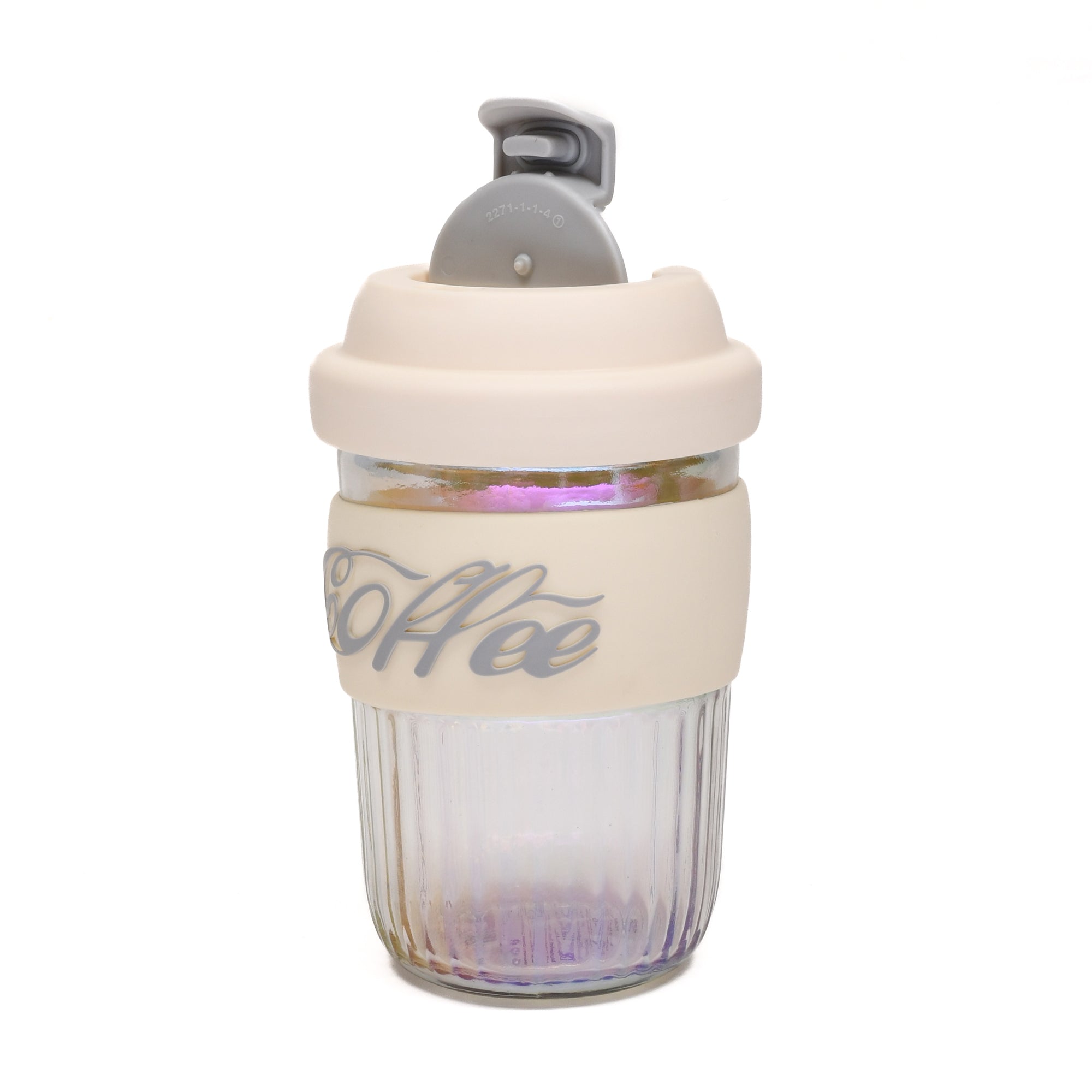 Dazzling Glass Coffee Tumbler with Lid and Sleeves-400ml