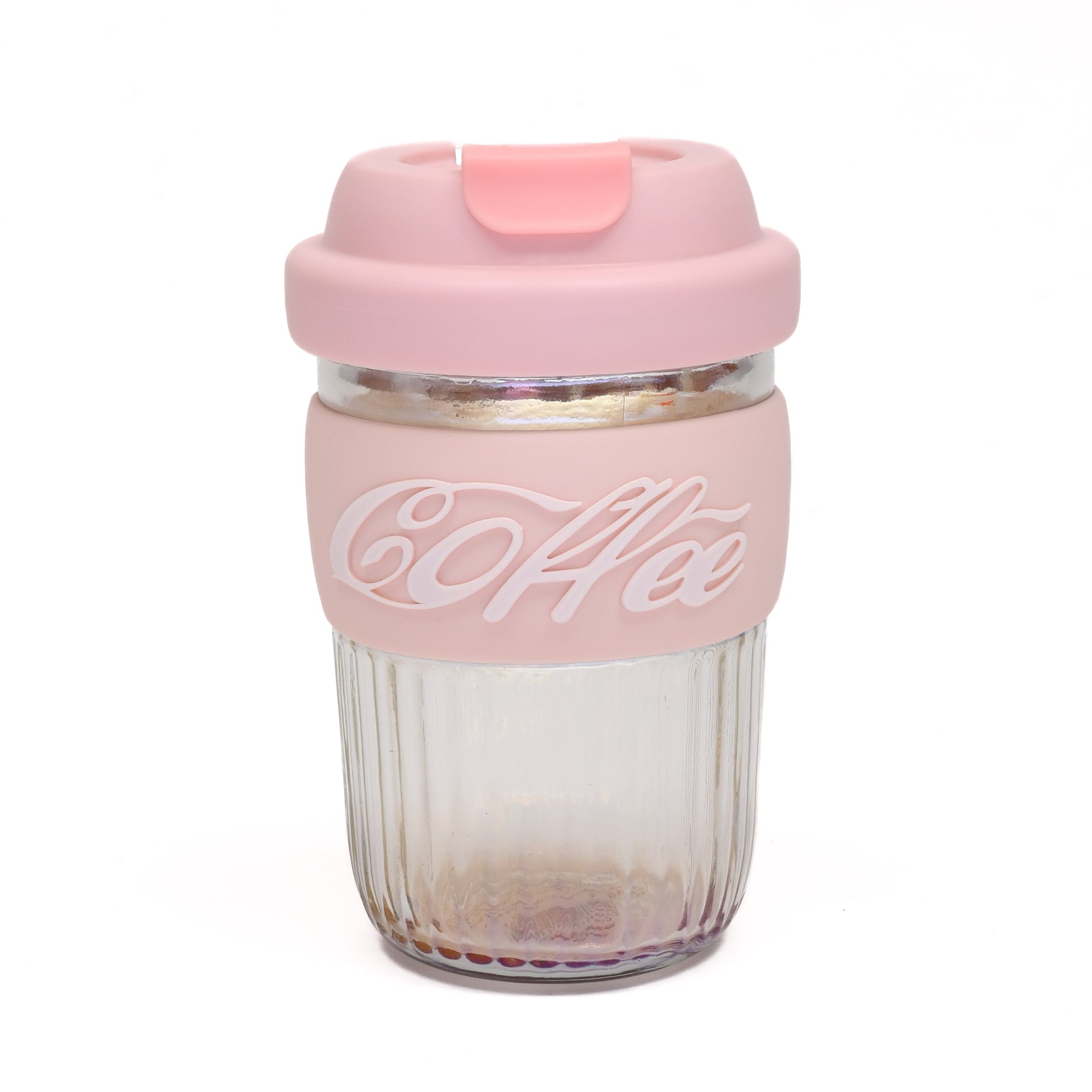 Dazzling Glass Coffee Tumbler with Lid and Sleeves-400ml