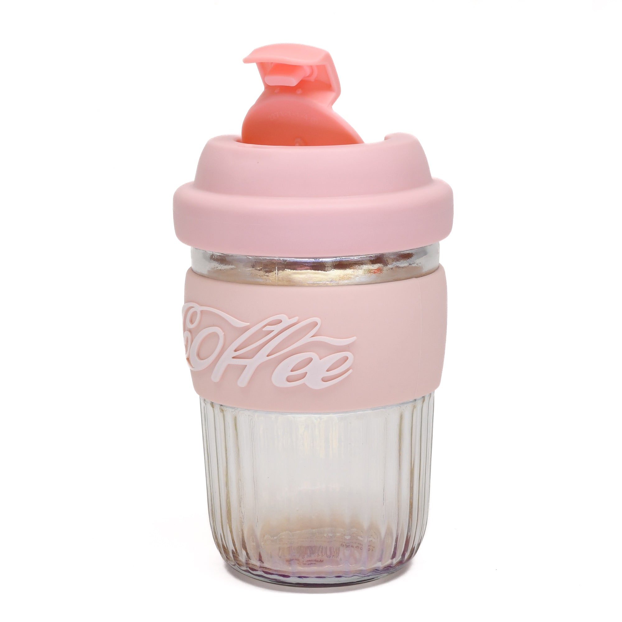 Dazzling Glass Coffee Tumbler with Lid and Sleeves-400ml