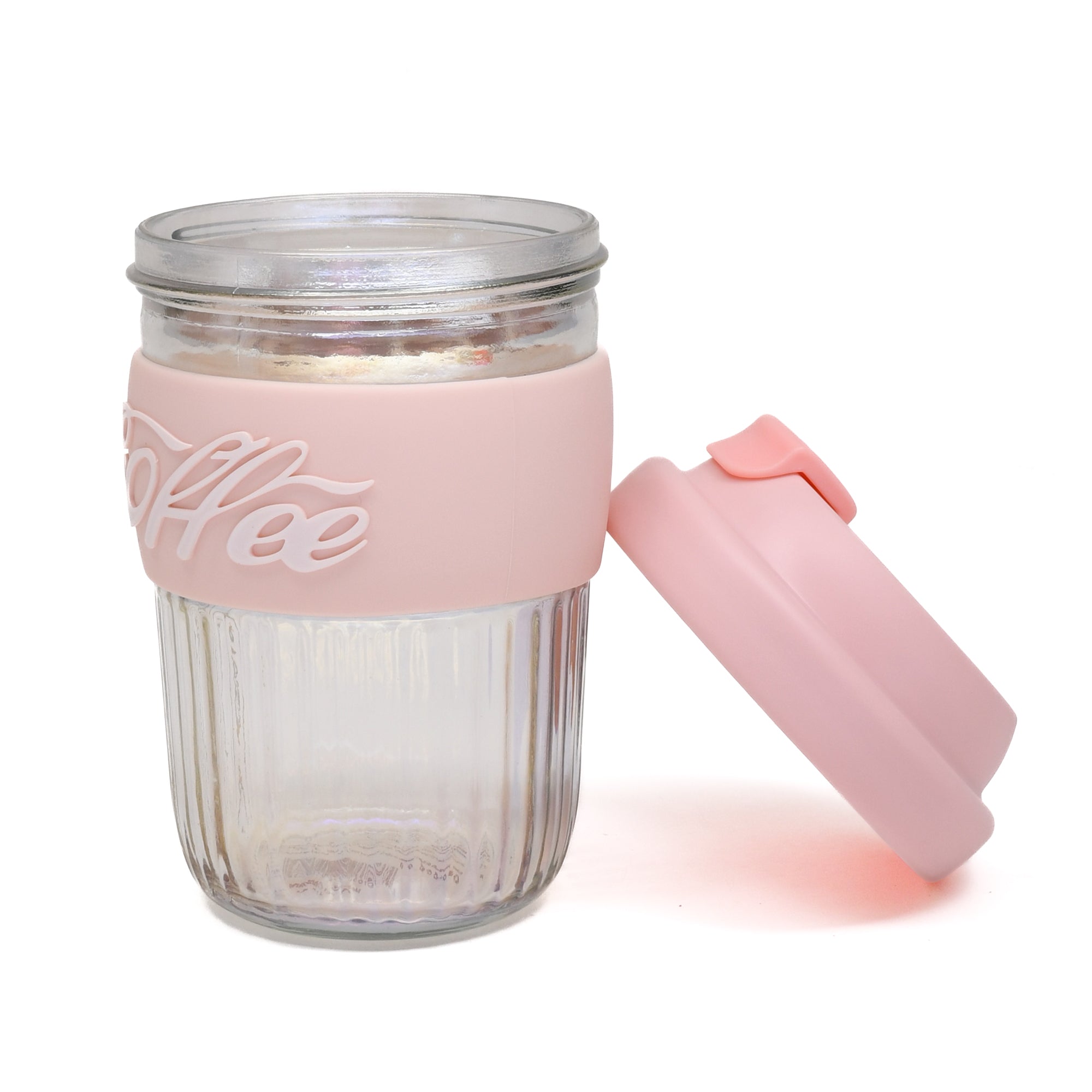 Dazzling Glass Coffee Tumbler with Lid and Sleeves-400ml