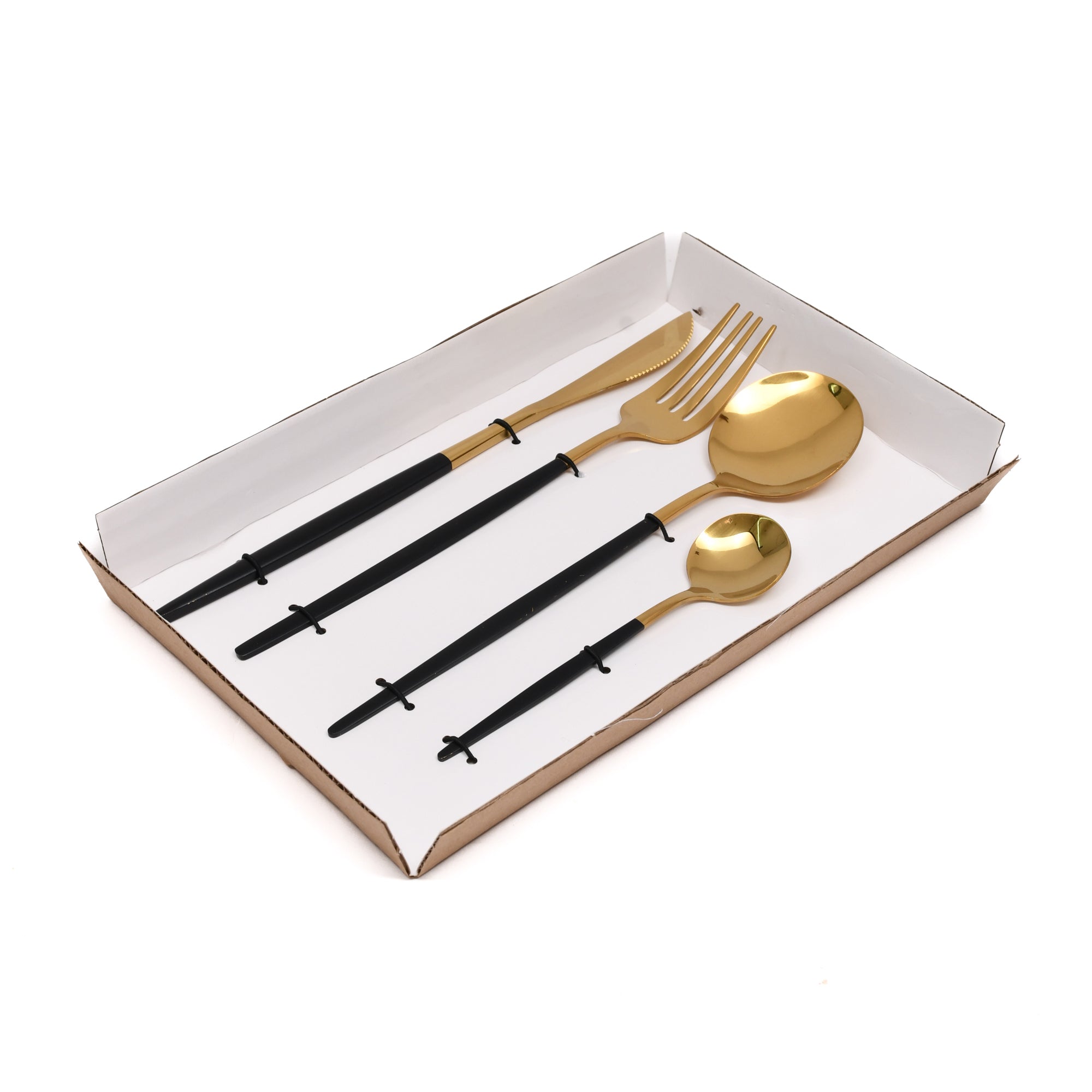 Luxe Black & Gold 4-Piece Flatware Set - Gold & Black