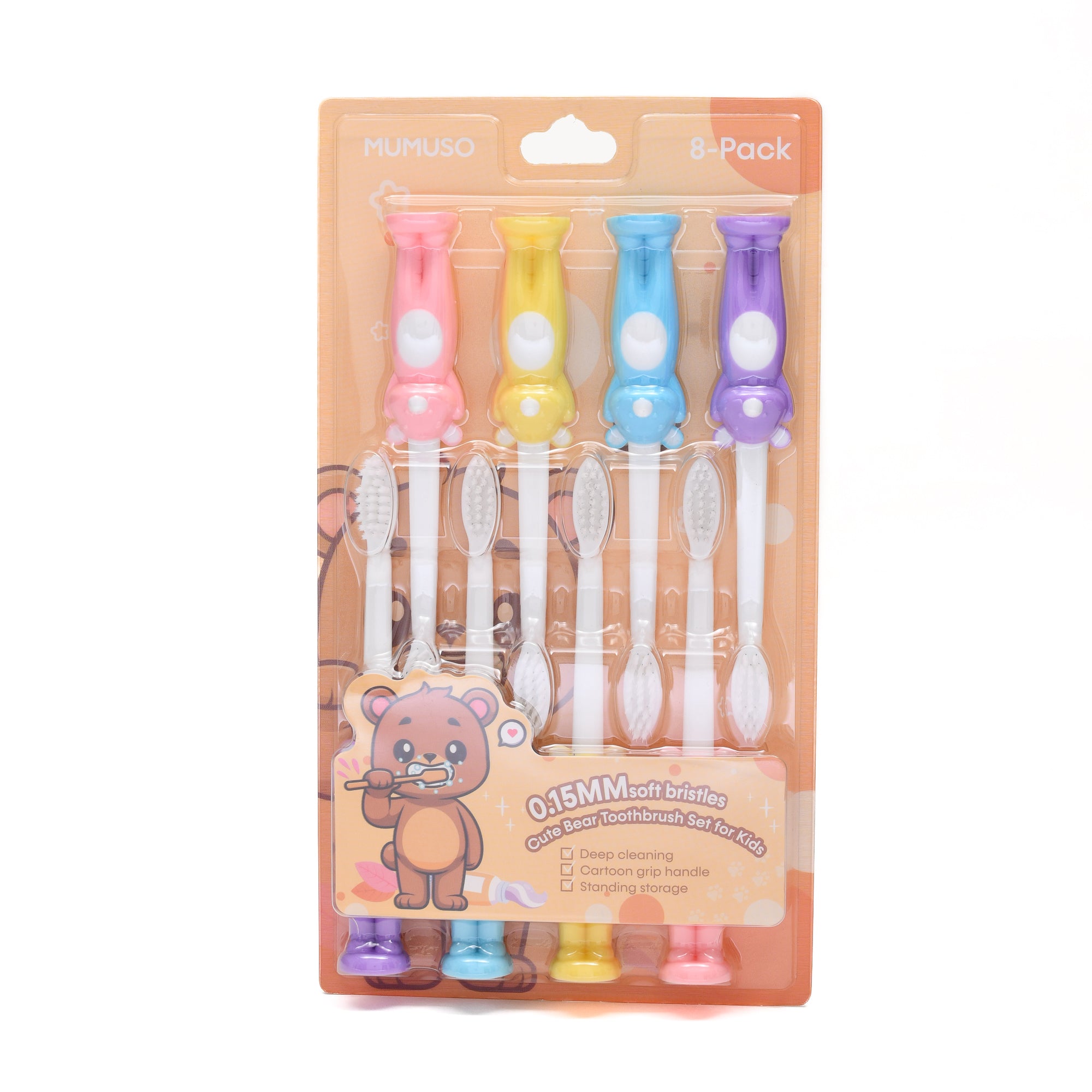 Cute Bear Toothbrush Set for Kids- 8pcs