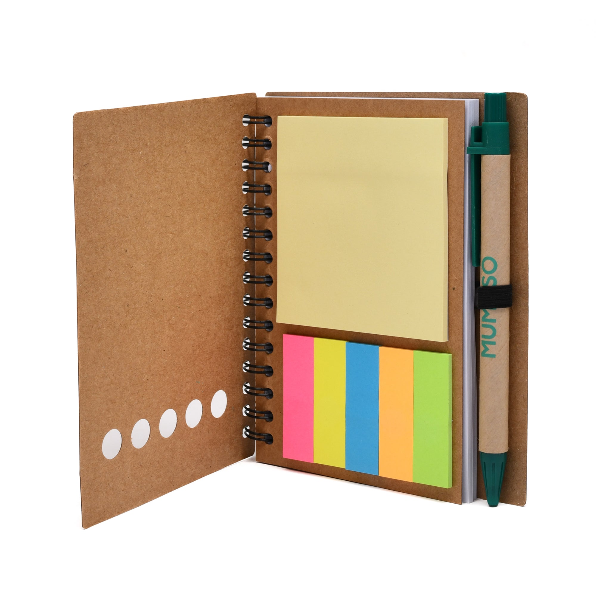 Pocket Notebook with Ballpoint Pen & Sticky Notes - Brown