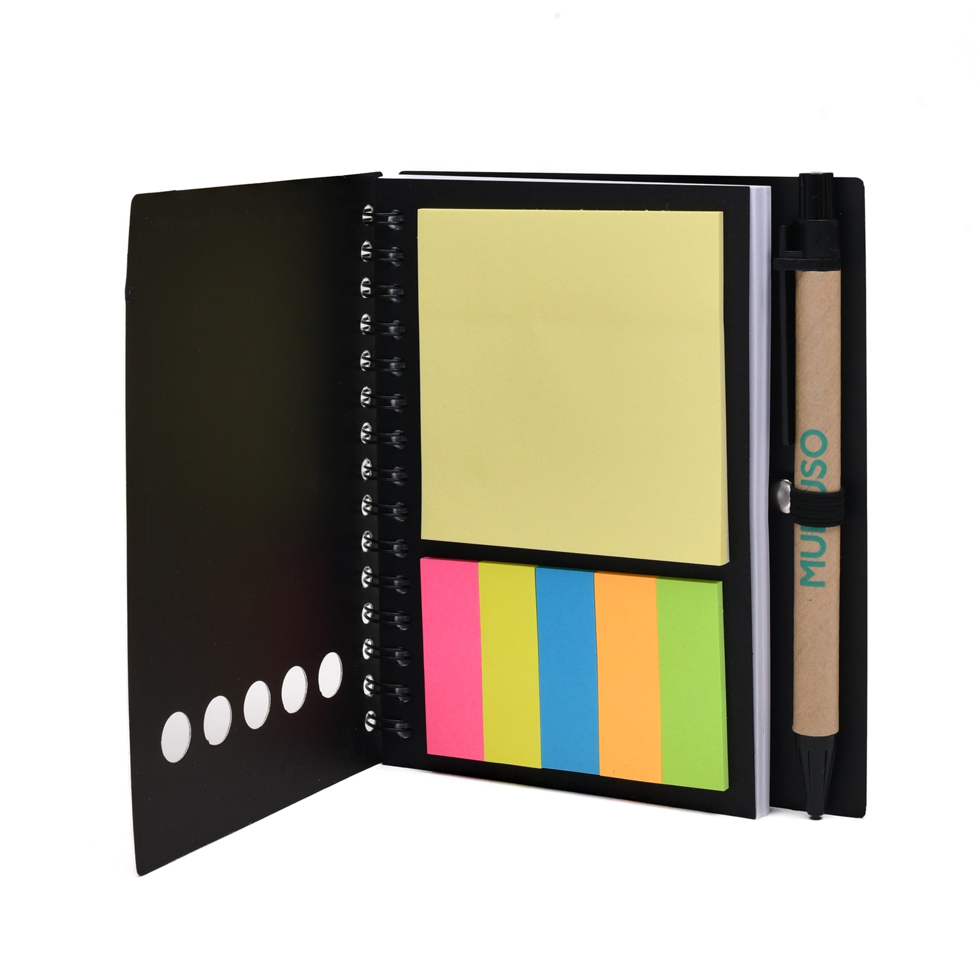 Pocket Notebook with Ballpoint Pen & Sticky Notes - Brown