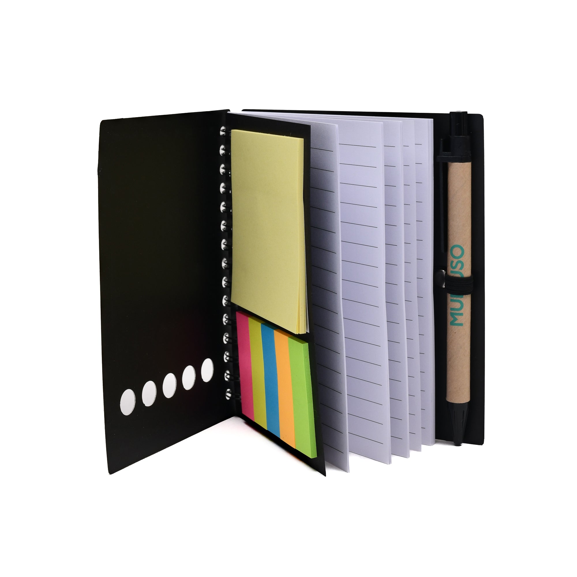 Pocket Notebook with Ballpoint Pen & Sticky Notes - Brown