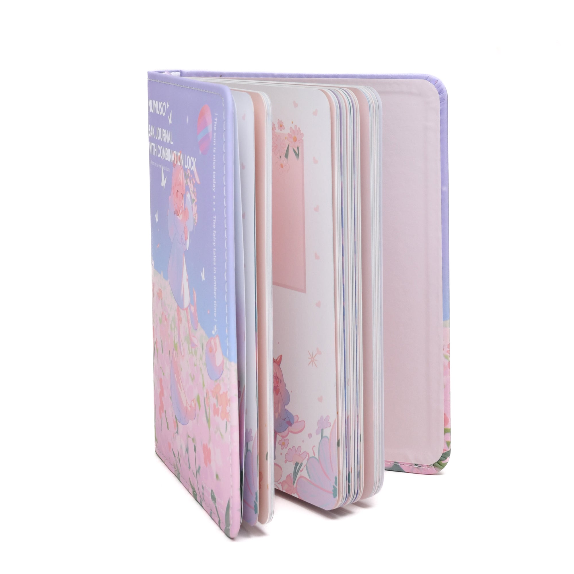 MUMUSO 64K Journal with Combination Lock - Pink & Blue